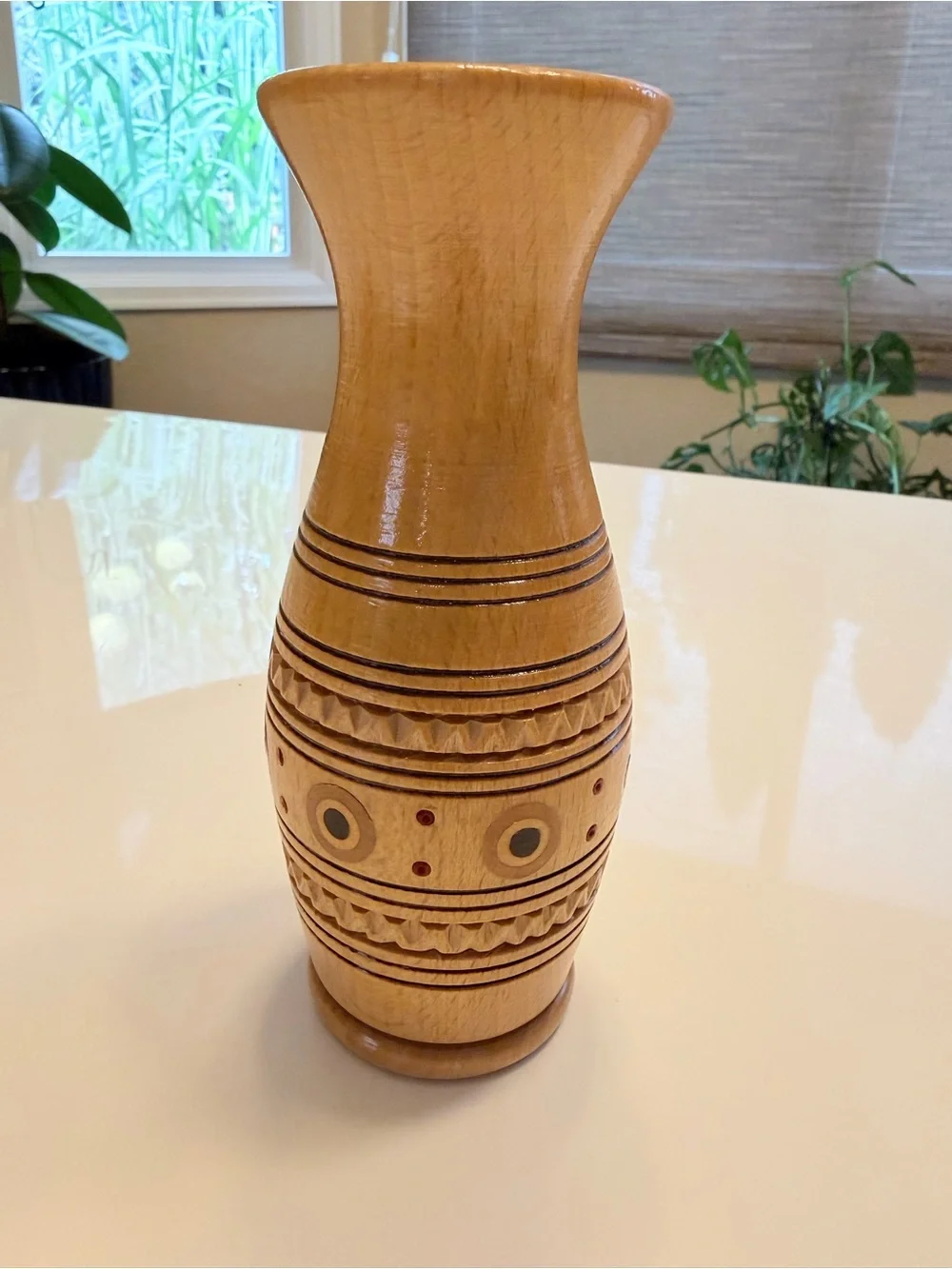 Vintage Hand Carved Wooden Bud Vase 6